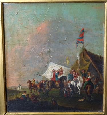 cc01245 or 65 oil trumpeter on horse.jpg; cc01245; Cavalry at Sutler's Booth; picture